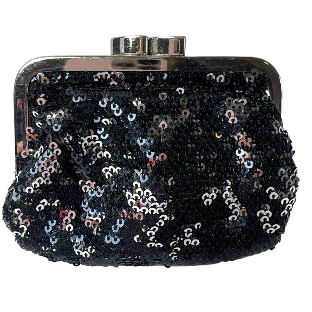 Victoria’s Secret Angel Forever Black Sequin Kiss Change Purse Wallet - Picture 1 of 2